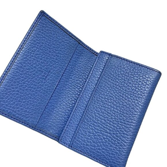 Auth GUCCI GG Marmont 474748 Blue Leather - Card Case - Picture 3 of 8